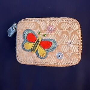 COACH Triple Pill Case Butterfly Applique RARE